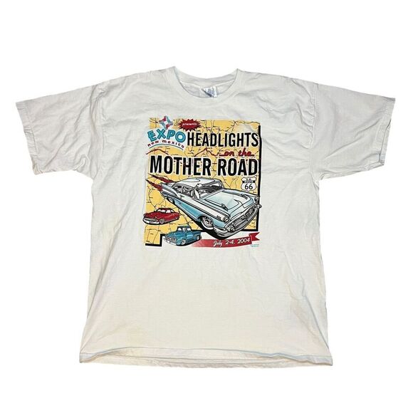 2004 Headlights on the Mother Road New Mexico T-Shirt Size XL White y2k - Picture 1 of 9